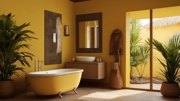Modern contemporary style bathroom with tropical style