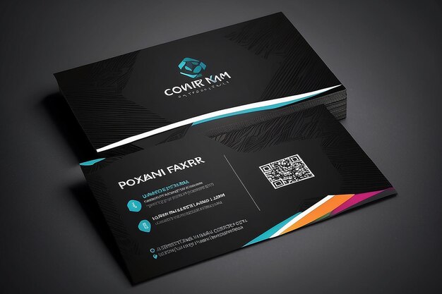 Photo modern corporate business card template with black background stylish card design simple business card