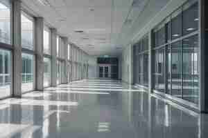 Photo modern corporate office hallway with windows