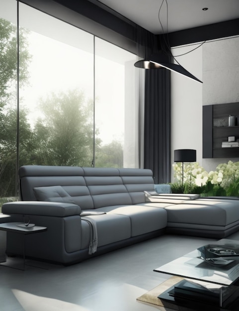 modern couch in modern house