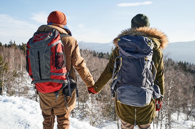 Modern couple enjoying view