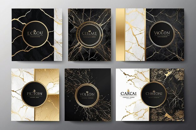 Photo modern cover design set premium vintage pattern with crack texture grunge background luxury vector