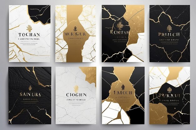 Photo modern cover design set premium vintage pattern with crack texture grunge background luxury vector