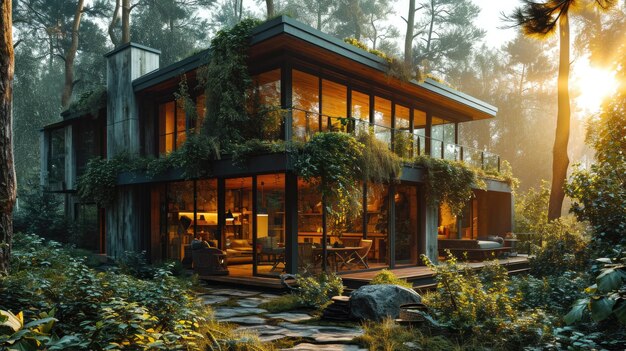 Modern cozy chalet in the forest
