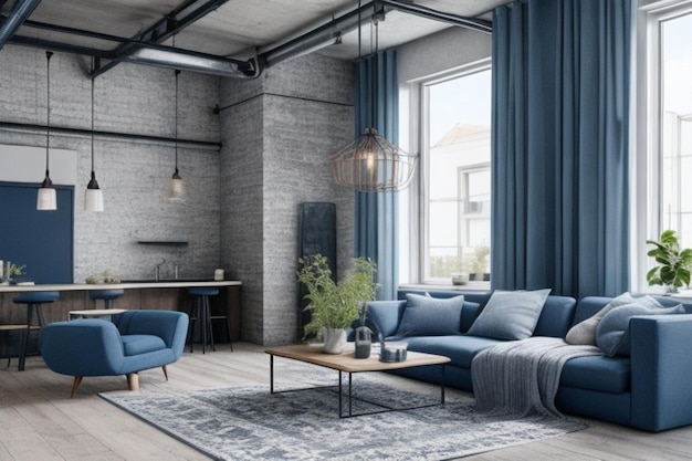 Modern Cozy industrial home interior