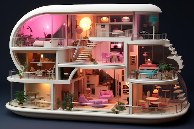 Foto casa barbie moderna e creativa, molto dettagliata