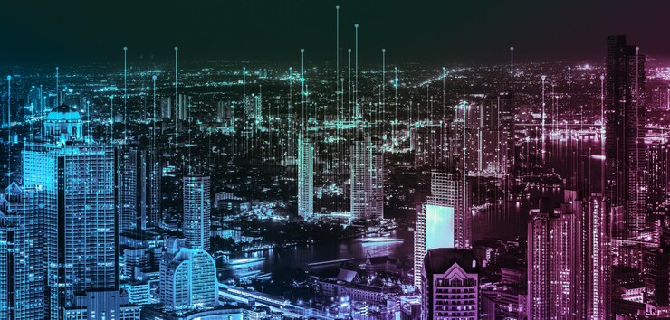 Photo the modern creative communication and internet network connect in smart city
