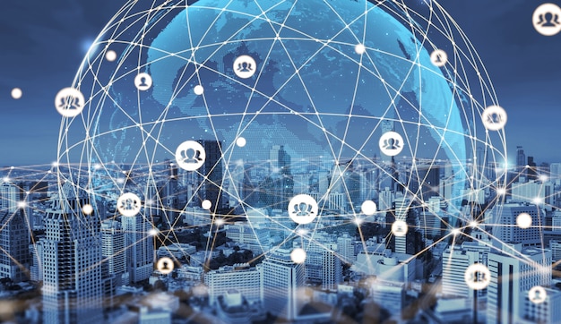 The modern creative communication and internet network connect in smart city