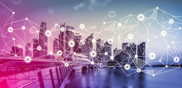 The modern creative communication and internet network connect in smart city