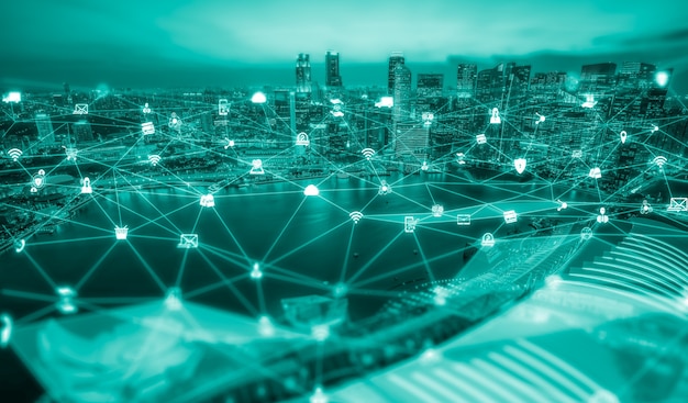 The modern creative communication and internet network connect in smart city