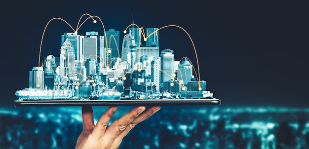 The modern creative communication and internet network connect in smart city