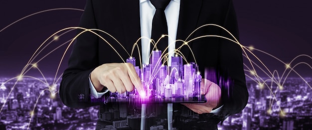 The modern creative communication and internet network connect in smart city