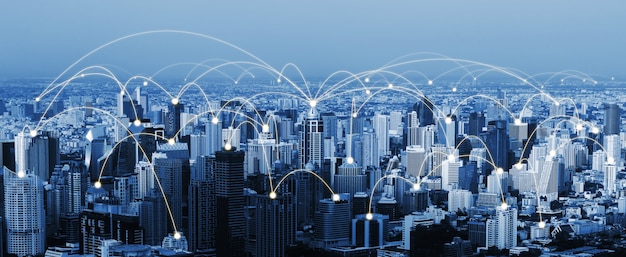 The modern creative communication and internet network connect in smart city