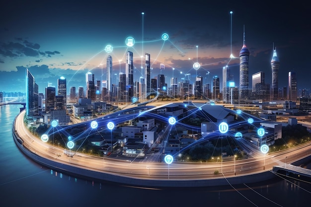 The modern creative communication and internet network connect in smart city