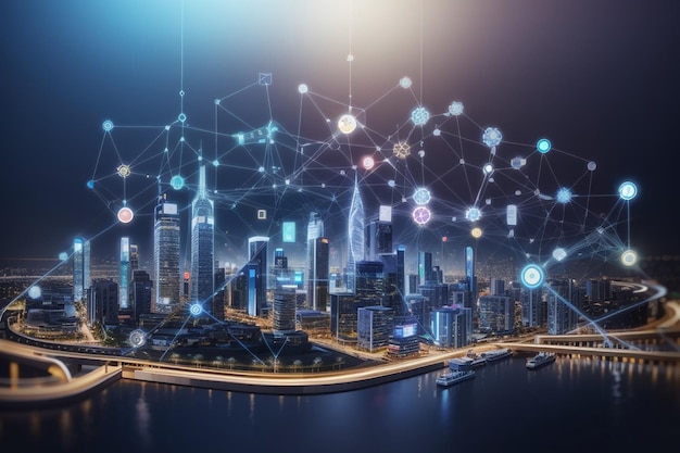 The modern creative communication and internet network connect in smart city