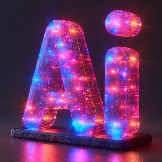 Photo modern creative text letter ai holographic effect