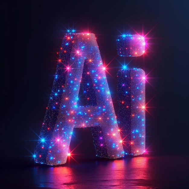 modern creative text letter Ai holographic effect