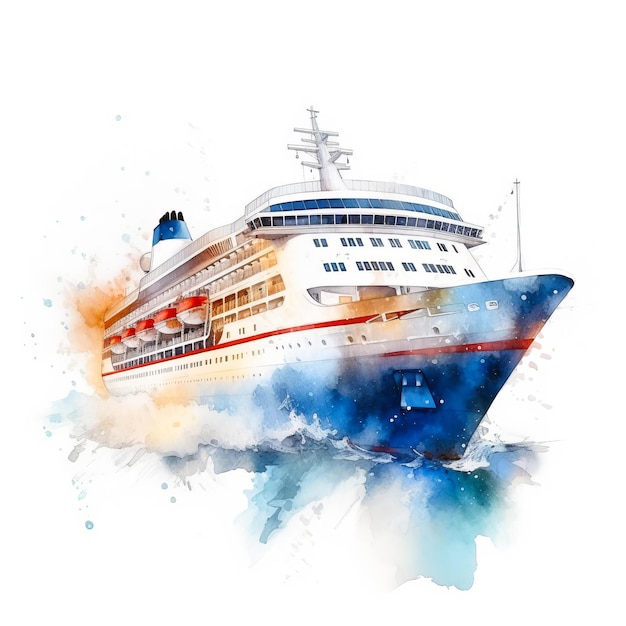 Modern cruise ship watercraft square illustration