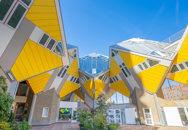 Modern Cube House landmark in Rotterdam