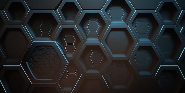 Modern dark background with hexagons Generative AI