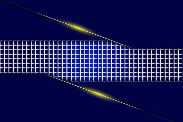 現代の濃い青い背景技術スタイル 金属とメッシュの表面に輝く点があります