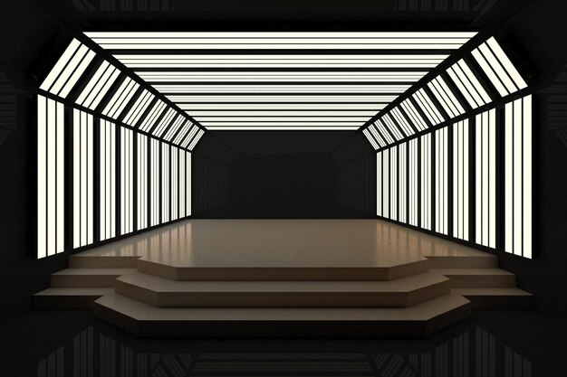 Photo modern dark interior with podium