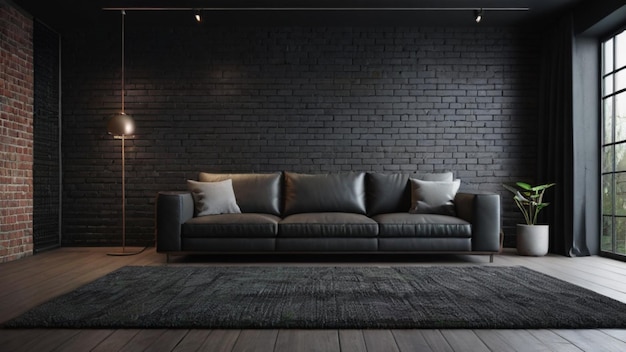 Modern dark living room interior