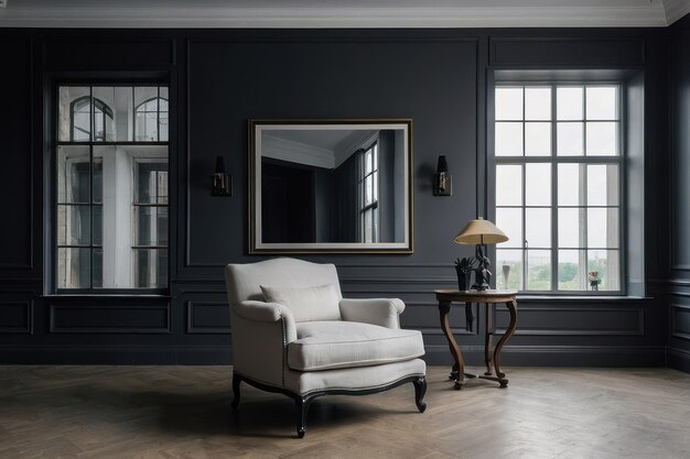 Modern Dark Living Room Interior