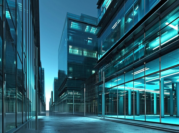 Modern Dark Teal and Azure Office Buildings in Rome City