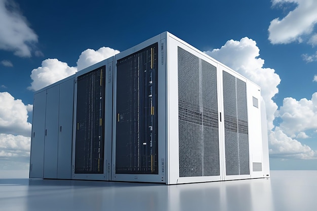 Modern datacenter Cloud computing 3d rendering