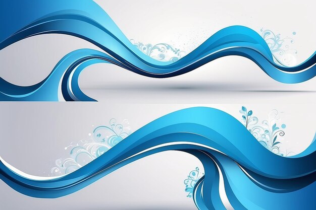 Modern decorative blue wave style design banner template vector background