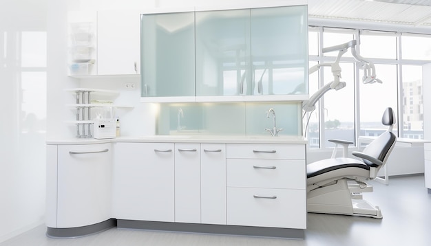Современный стоматологический кабинет стоматолога минималистичный и чистый дизайн для рекламы