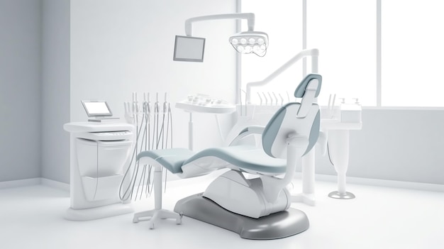 Modern dental chair on a white background Dental equipment Ai Geneated Image