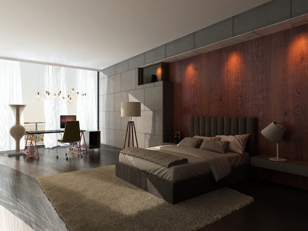 Photo modern design bedroom interior