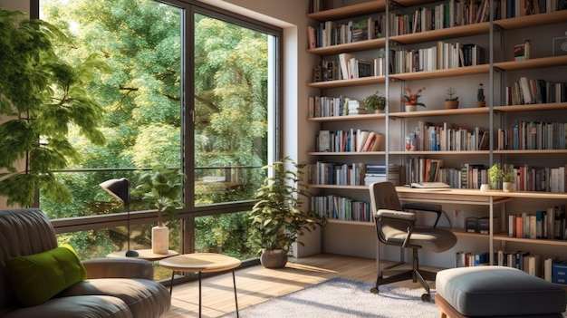 Modern design cozy study room Ai gerated