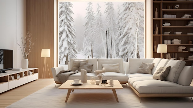 Modern design interior Scandinavian furniture 3D