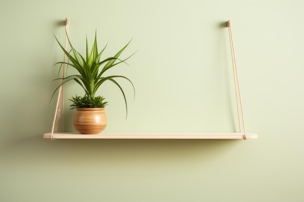 Modern Design Revelation Unleash Beauty with Stylish Hanging Shelf and Lush Green Plant Decor