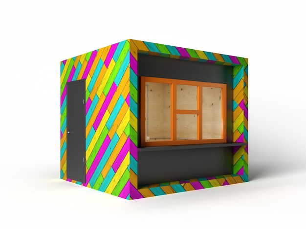 Modern design store booth 3d rendering