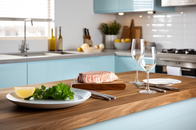 a modern designer kitchen with smooth handleless cabinets