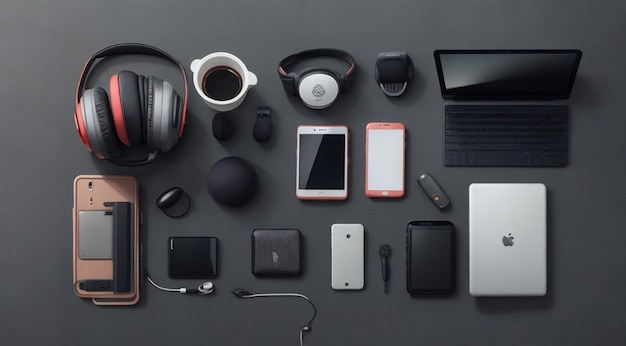 Photo a modern desk flat lay