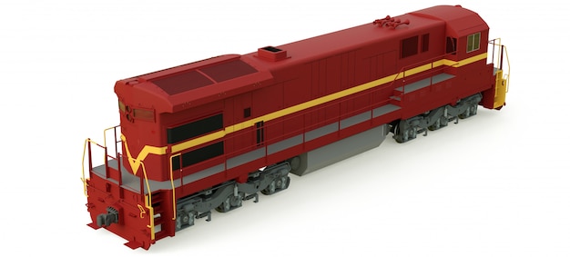 Modern diesel railway locomotive with great power and strength for moving long and heavy railroad train