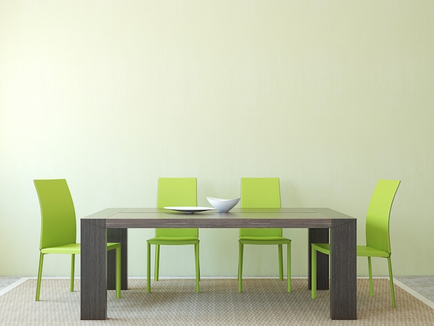 Modern dining-room interior. Minimalism. 3d render.