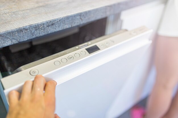 modern dishwasher fitted furniture in the kitchen household chores