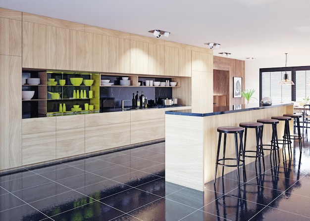 modern domestic kitchen interior