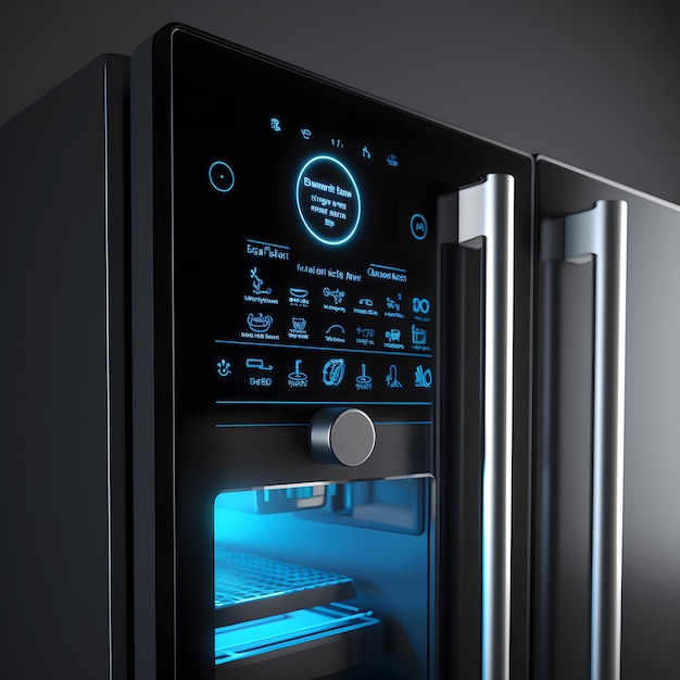 Modern domestic refrigerator with control display