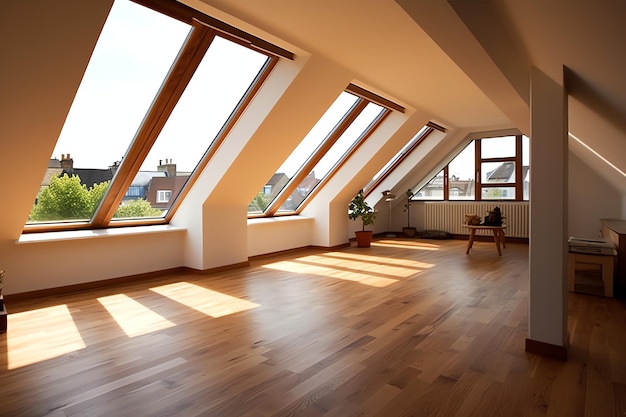 Foto design moderno degli interni per la conversione di un dormitorio in appartamento o casa nel regno unito lussuosa camera mansardata triangolare