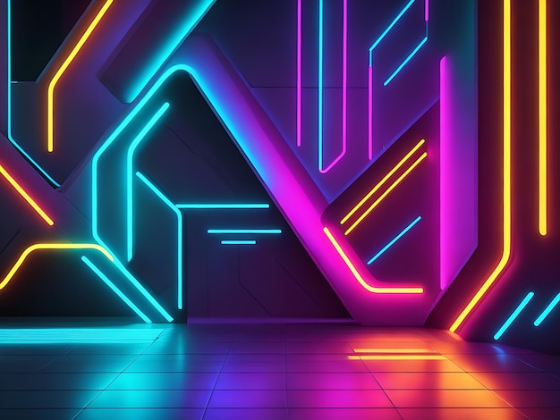 Modern Double Color Futuristic Neon Background AI Generated