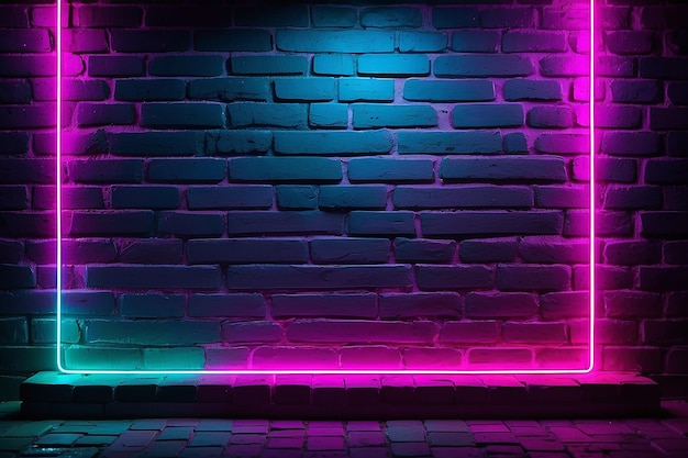 Современные двухцветные неоновые огни на кирпичном фоне