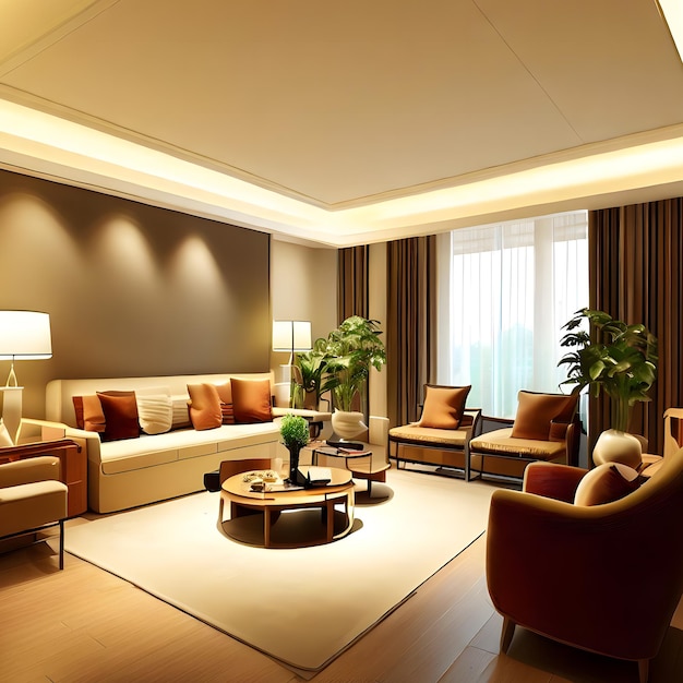 modern drawing room interioryellow sofachadilier and beautiful furniture