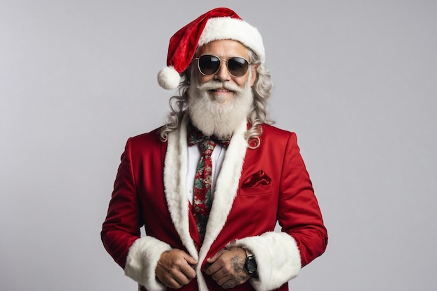 modern dressed up hipster happy santa claus